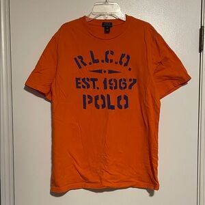 Polo by Ralph Lauren Vibrant Orange Tee with Navy Print